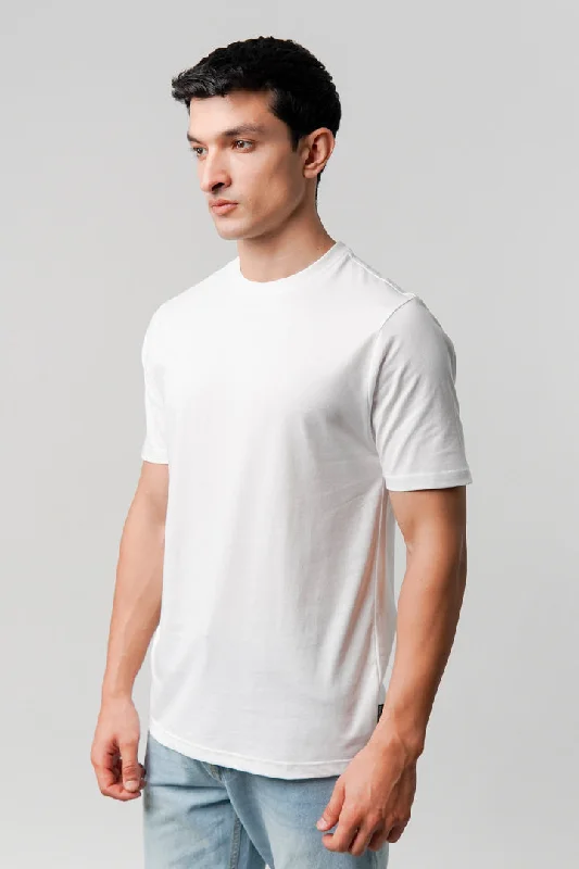 Comfortable Men's Polo ShirtsRegular Fit Crew Neck T-Shirt - White