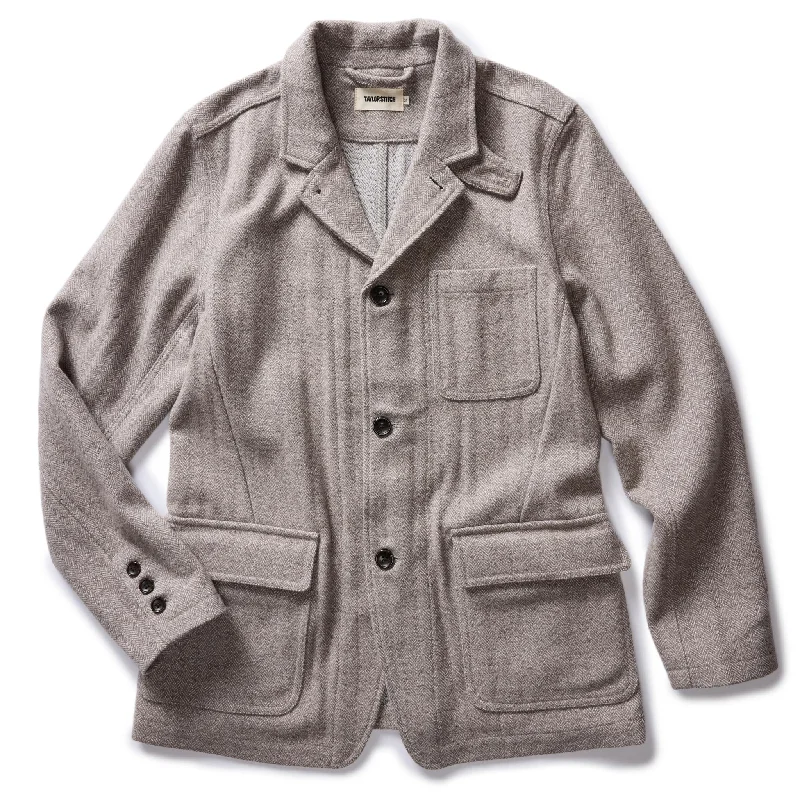 Men's Coats with Patchwork DesignsThe Gibson Jacket in Heathered Oat Nep Herringbone
