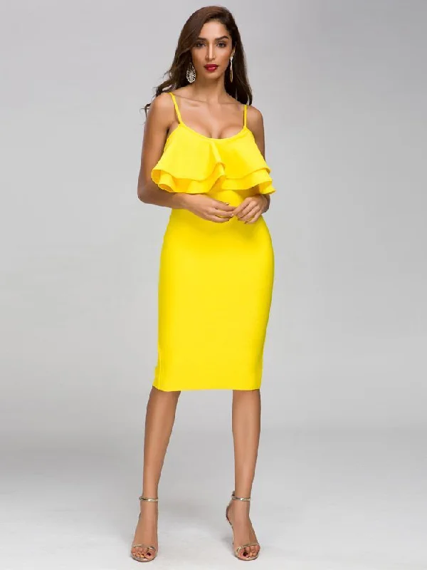 Spaghetti Strap DressCheap Ruffles Homecoming Dress