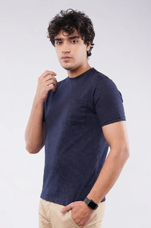 Men's Shirts with Striped PatternsPattern Pocket T-Shirt - Navy Blue
