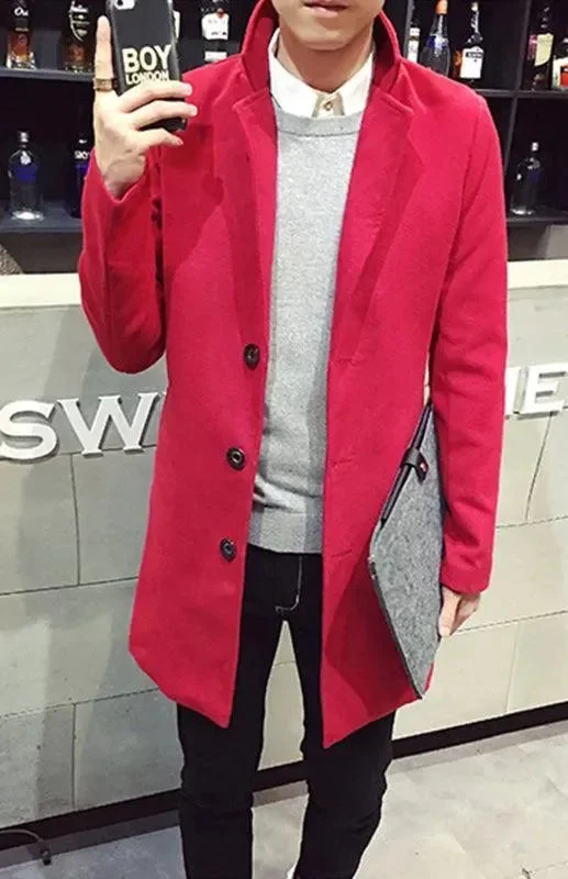 Men's Coats with Adjustable SleevesLong Woolen Men Winter Coat
