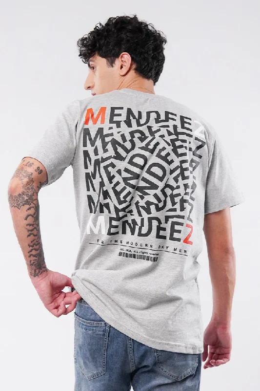 Men's Shirts with High NecksPrinted Oversized T-Shirt - Heather Grey