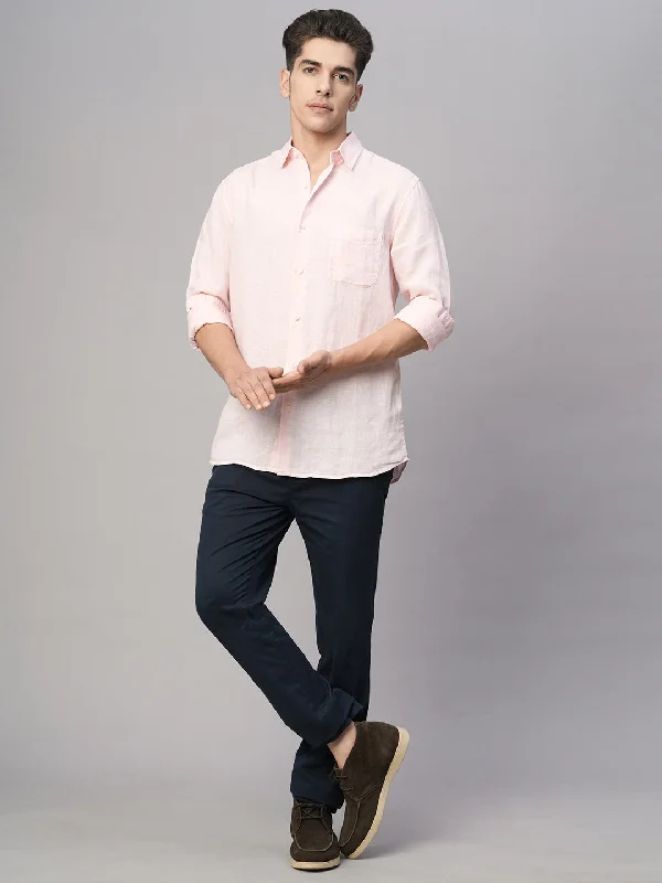 Men's Button-Fly Pants for a Traditional TouchMen's Pink 100% Linen Regular Fit Shirt
