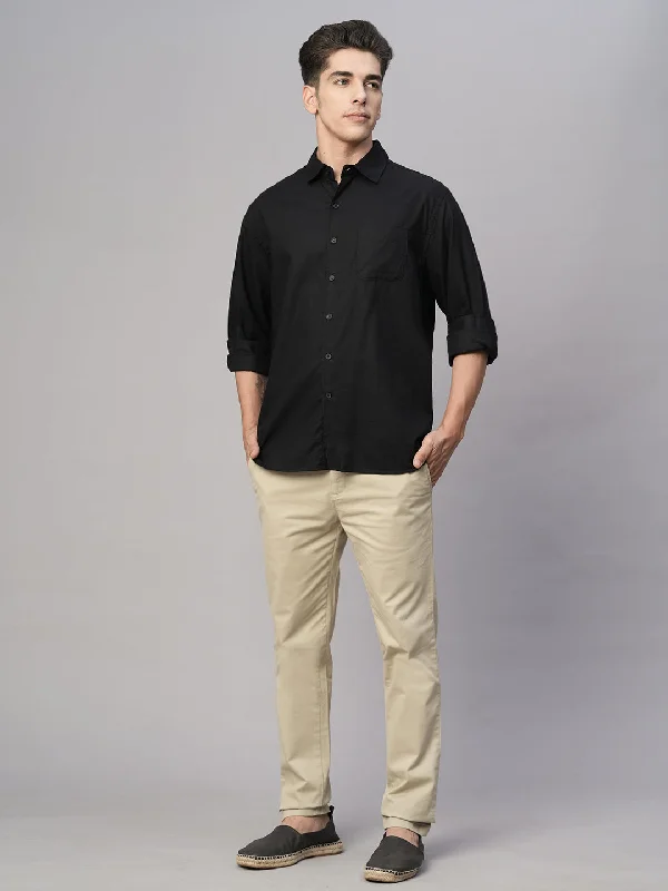 Men's Pants with Wrinkle-Resistant FabricMen's Black Cotton Modal Loose Fit Shirt