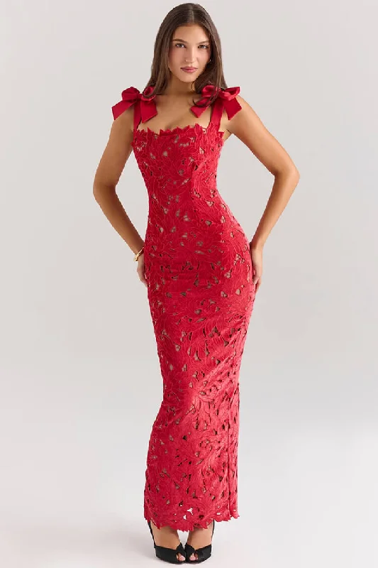 women's boho dressesSilky Satin Bow Trim Sleeveless Bodycon Guipure Lace Evening Maxi Dress women's boho dressesSilky Satin Bow Trim Sleeveless Bodycon Guipure Lace Evening Maxi Dress