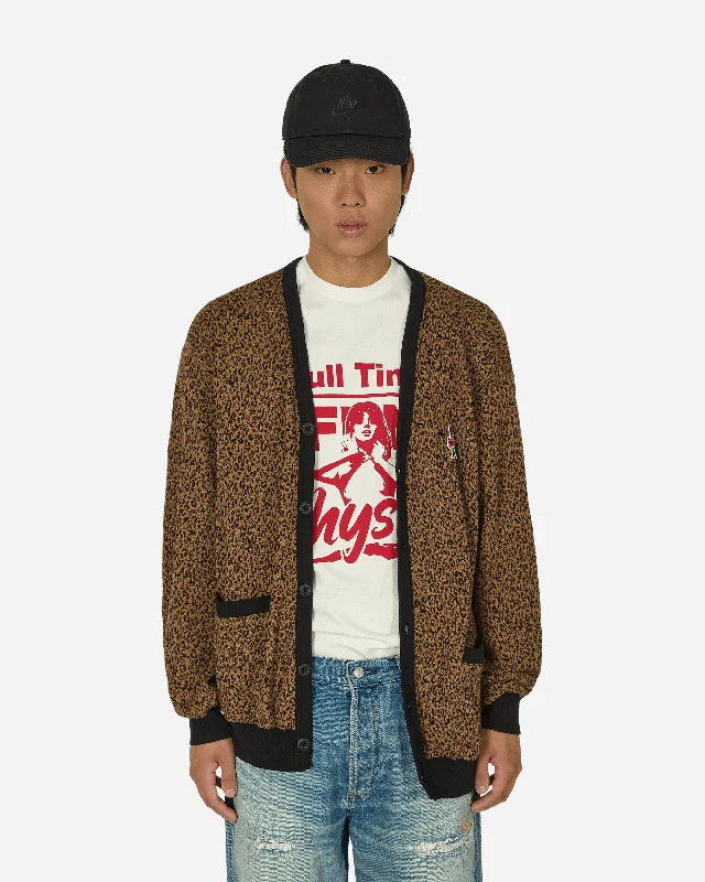 Trendy Men's Oversized SweatersLeopard Vixen Girl Cardigan Beige