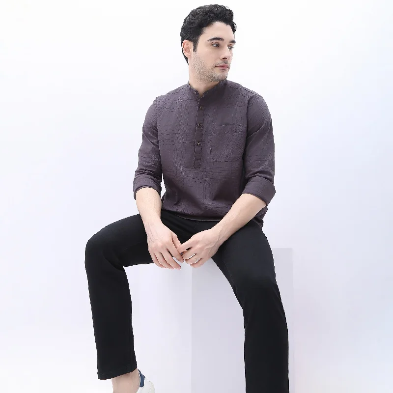 Men's Pants with Moisture-Wicking PropertiesPure Cotton Self Dobby Pattern - Band Collar Kurta Shirt Men's Pants with Moisture-Wicking PropertiesPure Cotton Self Dobby Pattern - Band Collar Kurta Shirt