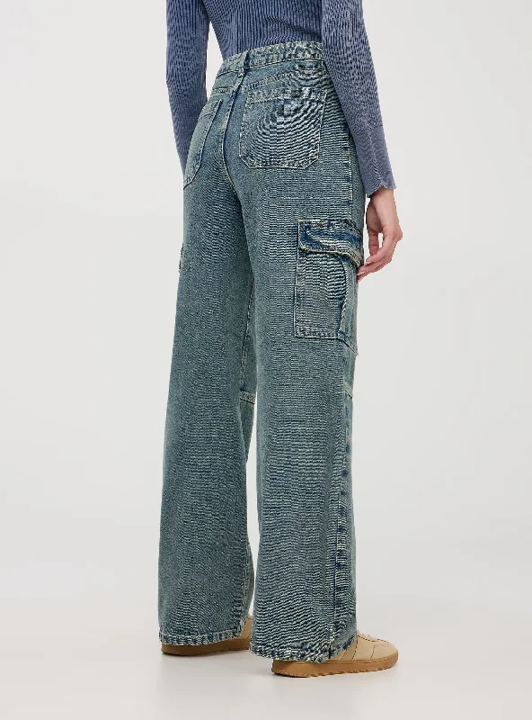 Leather Patch Embellished Men's JeansWoman's Long pants jeans