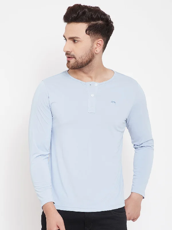 Men's Shirts with Short PlacketsJUMP USA Men Solid Full Sleeve T-shirt
