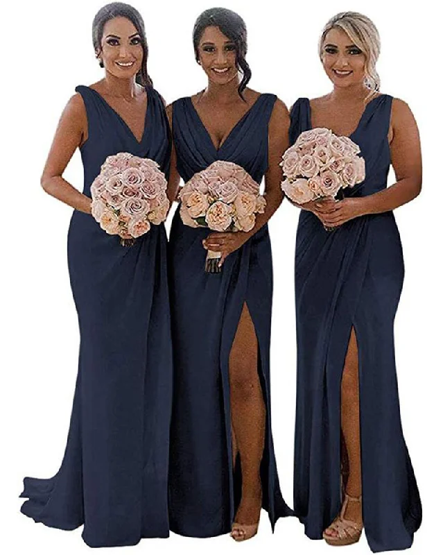 women's stretchy dressesNavy Blue Chiffon Fitted Draped women Wedding Party Bridesmaid Dress PL0903 women's stretchy dressesNavy Blue Chiffon Fitted Draped women Wedding Party Bridesmaid Dress PL0903