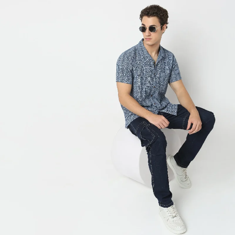 Men's Pants with Turn-Up CuffsRegular Fit Structured Shirt