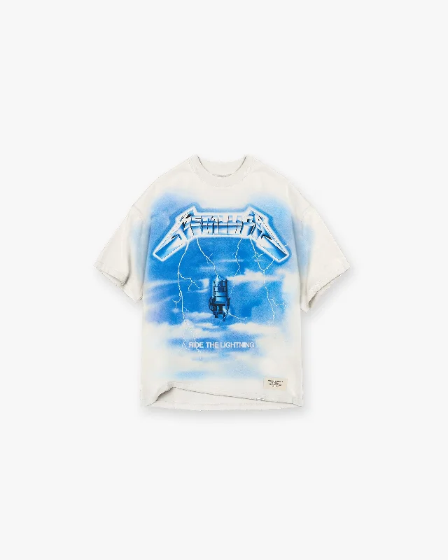 Breathable Men's Mesh TopsRepresent X Metallica Ride The Lightning T-Shirt - Flat White