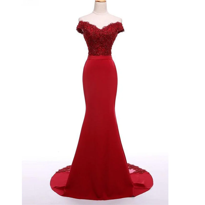 women's wedding guest dressesSiaoryne LP003 Red Lace Mermaid Bridesmaid Dress off the Shoulder Wedding Guests Dress women's wedding guest dressesSiaoryne LP003 Red Lace Mermaid Bridesmaid Dress off the Shoulder Wedding Guests Dress