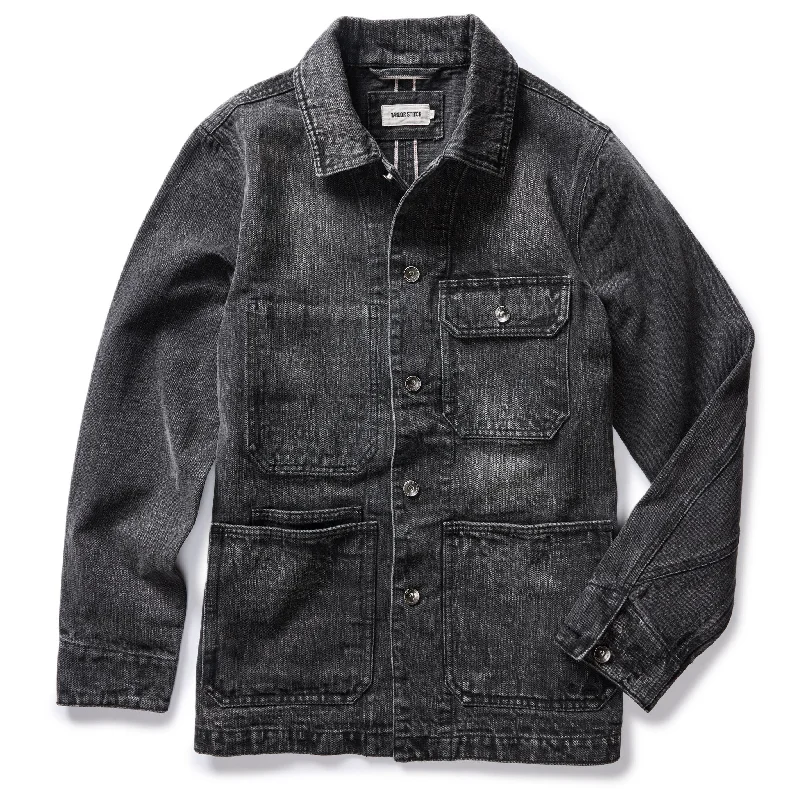 Men's Coats with Contrast StitchingThe Fremont Jacket in Black 3-Month Wash Selvage Denim