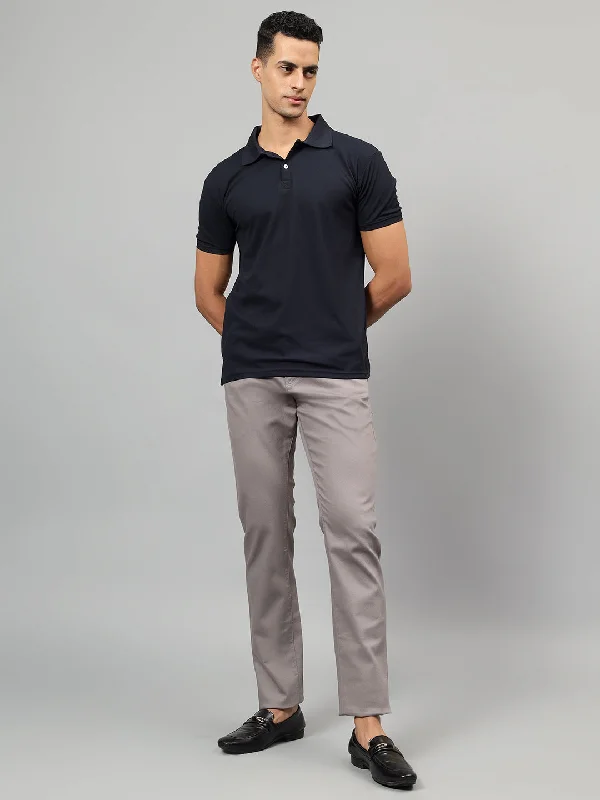 Men's Pants with Wrinkle-Resistant FabricMen's Grey Self-Design Non-Pleated Casual Trouser Men's Pants with Wrinkle-Resistant FabricMen's Grey Self-Design Non-Pleated Casual Trouser