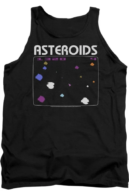 Men's Shirts with Surplice HemlinesAtari Asteroidshort Sleevecreen Adult Tank