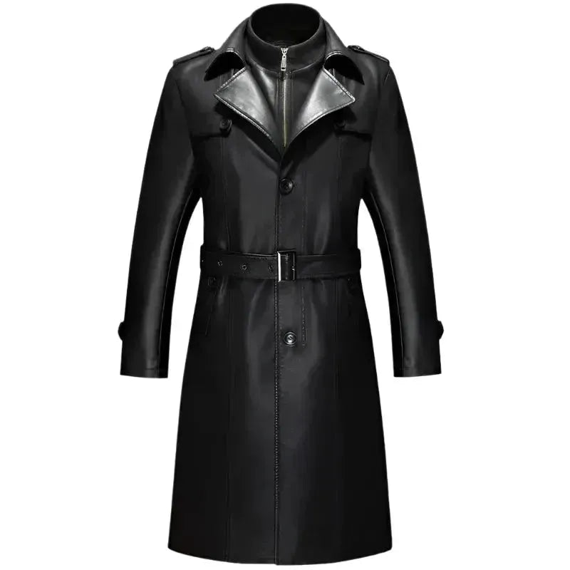 Weather-Resistant Men's CoatsMen's Casual Waterproof Leather Overcoat
