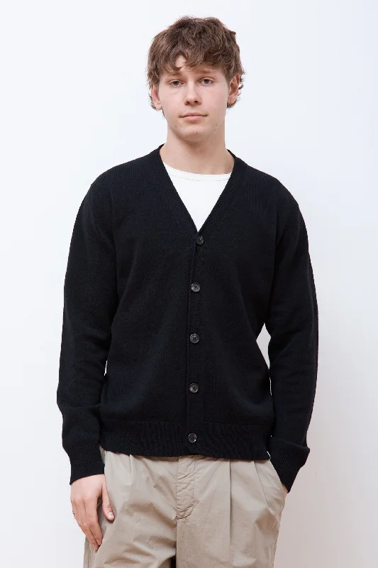 Men's Sweaters with Checkerboard PatternsAdam Lambswool Cardigan Black