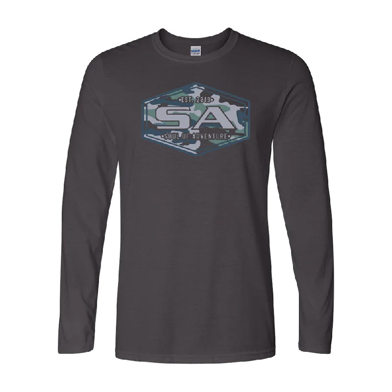 Men's Shirts with UV ProtectionGraphic Tee | Blue Mountain Camo | Charcoal