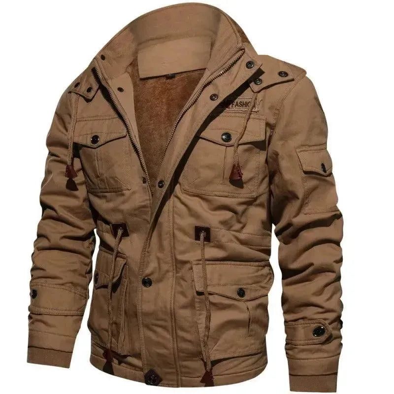 Weather-Resistant Men's CoatsMulti-Pockets Casual Fleece Jacket Men