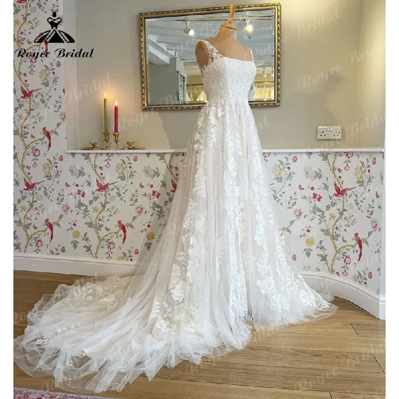 Pearl DressRoycebridal Luxury Lace Appliques Square Collar wedding dress 2025 Long Off White Wedding Gowns for Women robe de soirée femme Pearl DressRoycebridal Luxury Lace Appliques Square Collar wedding dress 2025 Long Off White Wedding Gowns for Women robe de soirée femme