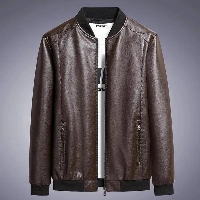 Men's Coats with Contrast StitchingClassic Slim Fit Men Leather Jacket