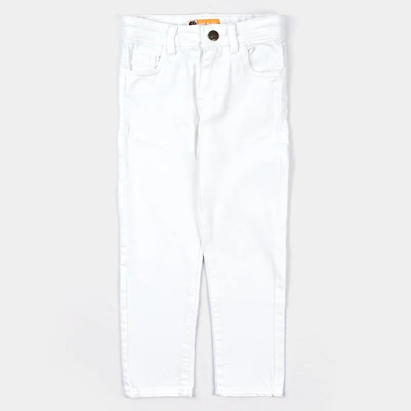 Flexible Men's JeansBoys Denim Stretch Pant Basic-White