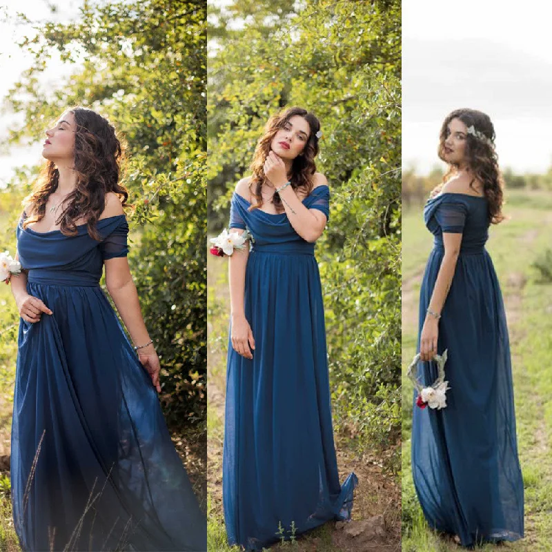 Shift DressOff Shoulder Long Charming Wedding Bridesmaid Dresses, WG343