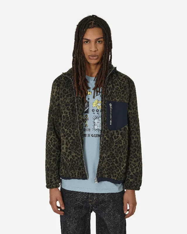Men's Coats with Relaxed FitsLeopard Reverse Sherpa Jacket Olive
