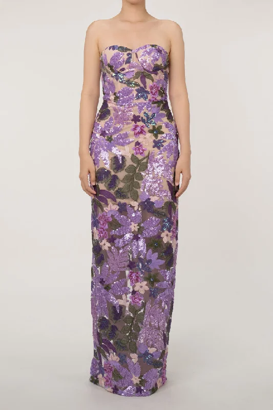 women's custom dressesElegant Bustier Strapless Sequin Floral Embroidered Evening Maxi Dress women's custom dressesElegant Bustier Strapless Sequin Floral Embroidered Evening Maxi Dress