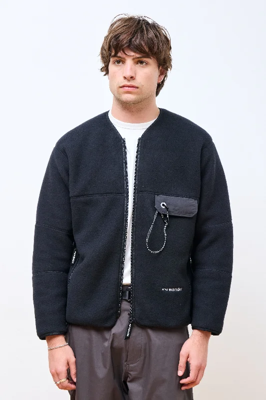 Cozy Men's Cable-Knit SweatersWool Fleece Cardigan Black
