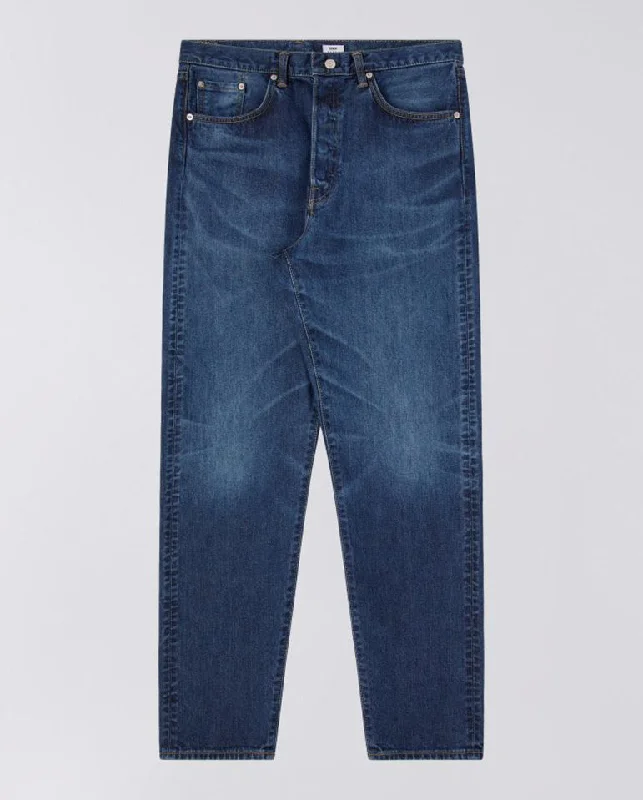 Men's Jeans with Elastic WaistbandsRegular Taper Kaihara Stretch Denim Mid Blue Dark Used Men's Jeans with Elastic WaistbandsRegular Taper Kaihara Stretch Denim Mid Blue Dark Used