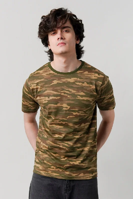 Men's Shirts with Animal PrintsPrinted T-Shirt - Camouflage