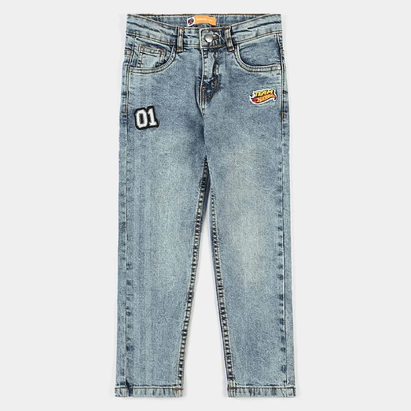 High-Quality Ripped Men's JeansBoys Denim Stretch Pant Racing Car-MD.Blue
