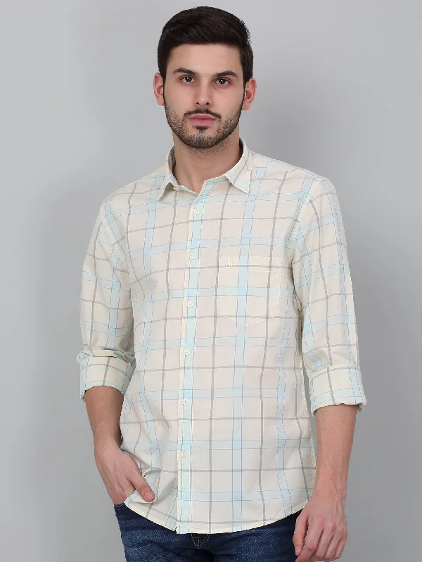 Men's Pants with Ripped and Distressed DetailsMen's Cream Checkered Full Sleeve Casual Shirt Men's Pants with Ripped and Distressed DetailsMen's Cream Checkered Full Sleeve Casual Shirt