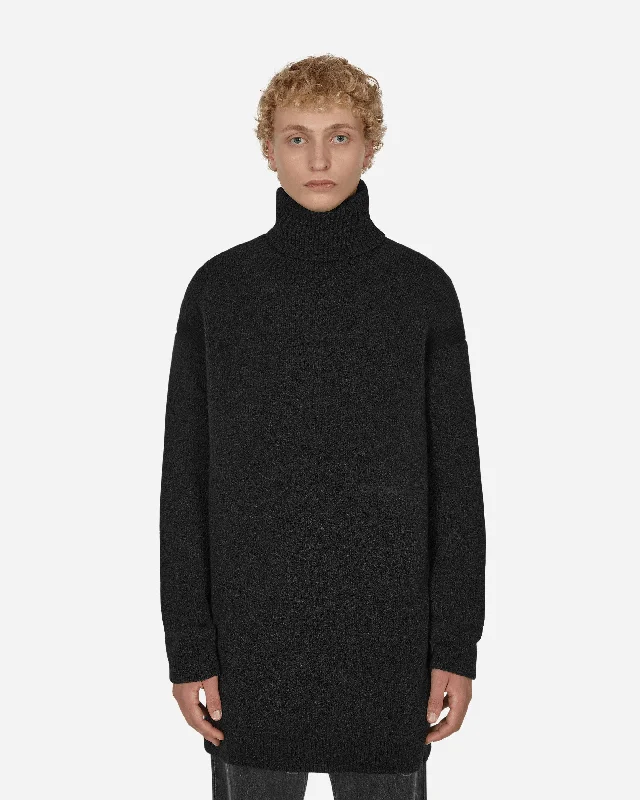 Solid-Colored Men's SweatersMicro Bouclé Knit Turtleneck Black