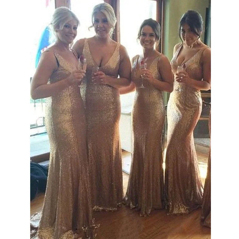 Polka-Dot DressGold Sequin V Neck Sexy Popular Cheap Long Wedding Bridesmaid Dresses, WG367 Polka-Dot DressGold Sequin V Neck Sexy Popular Cheap Long Wedding Bridesmaid Dresses, WG367