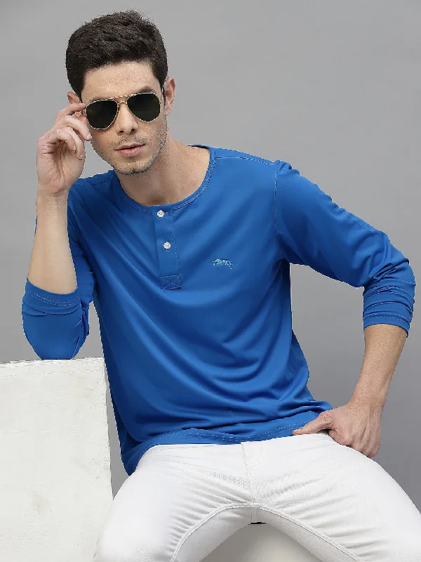 Men's Shirts with Adjustable CuffsJUMP USA Outdoor Men Algier Blue Rapid-Dry Solid T-Shirts Men's Shirts with Adjustable CuffsJUMP USA Outdoor Men Algier Blue Rapid-Dry Solid T-Shirts
