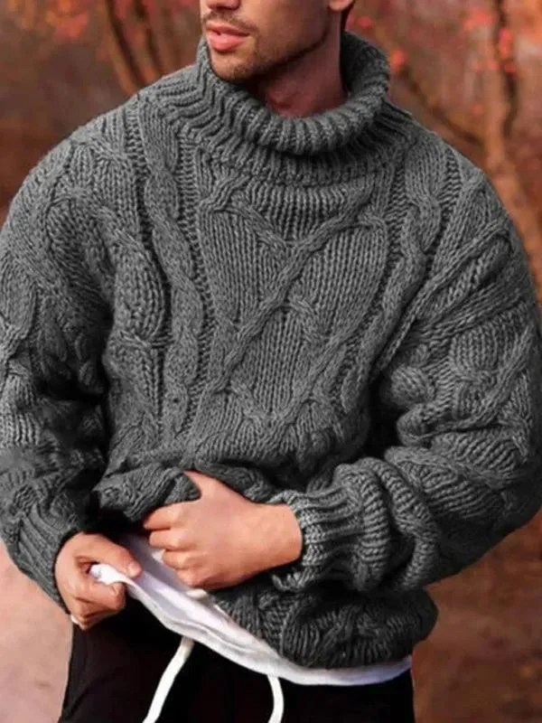 Men's Sweaters with SnapsWarm Twist Thick Men Turtleneck Sweater