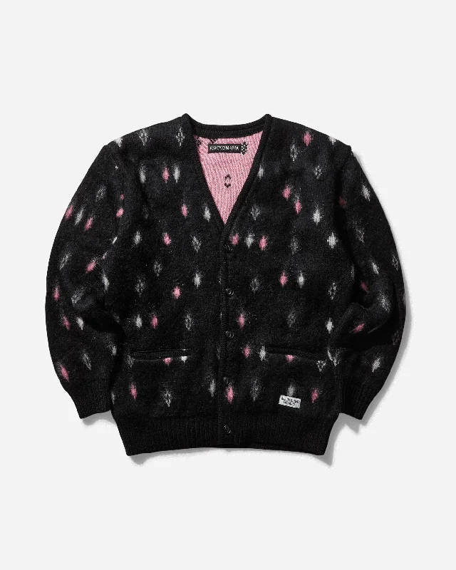 Men's Sweaters with Long SleevesMen's Diamond Heavy Mohair Cardigan Black