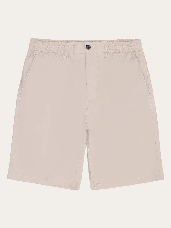 Men's Pants with Adjustable WaistbandsFIG loose poplin elastic waist string shorts - GOTS/Vegan - Light feather gray