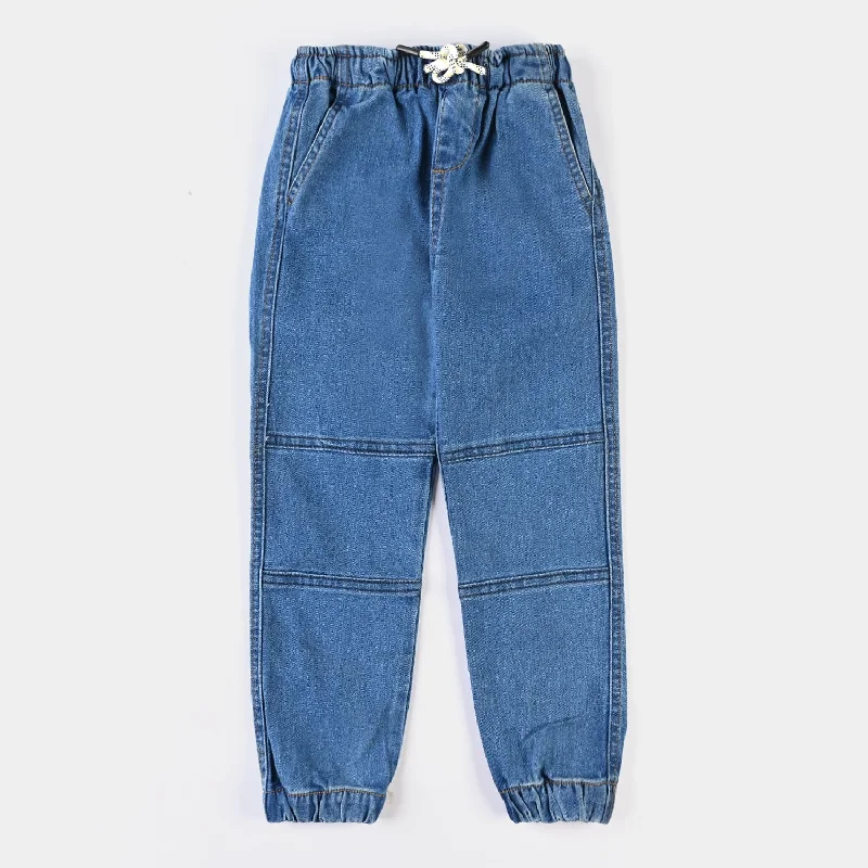 Durable Workwear Men's JeansBoys Denim Stretch Pant Contrast Cargo-Mid Blue
