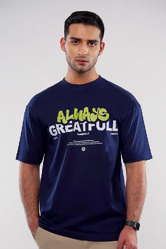 Men's Shirts with Belt LoopsOversized T-Shirt - Navy Blue