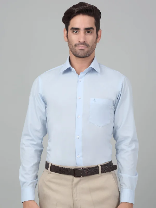 Men's Denim Shorts for SummerMen's Sky Blue Formal Plain Full Sleeve Shirt