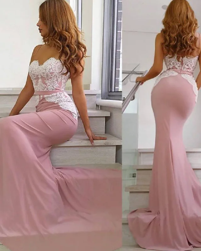 Bohemian Dresswhite/pink Mermaid Bridesmaid Dress Long Sweetheart Wedding party Gown PL6254 Bohemian Dresswhite/pink Mermaid Bridesmaid Dress Long Sweetheart Wedding party Gown PL6254