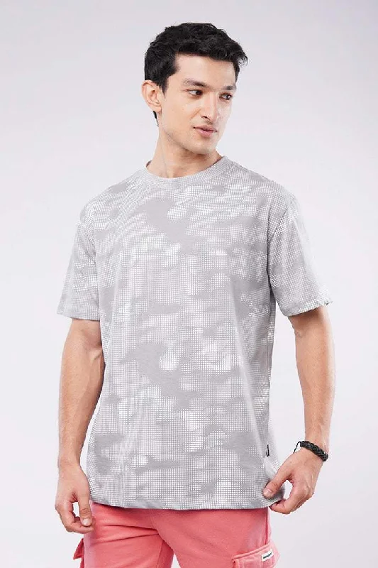Durable Men's Work ShirtsOversized Camouflage T-Shirt - Grey