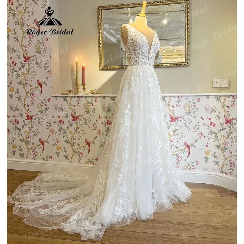 Animal Print DressRoycebridal 2025 Robe Mariage Wedding Dress V Neck Lace Appliques Wedding Gowns for Bridal robe de réception de mariage Elegant Animal Print DressRoycebridal 2025 Robe Mariage Wedding Dress V Neck Lace Appliques Wedding Gowns for Bridal robe de réception de mariage Elegant