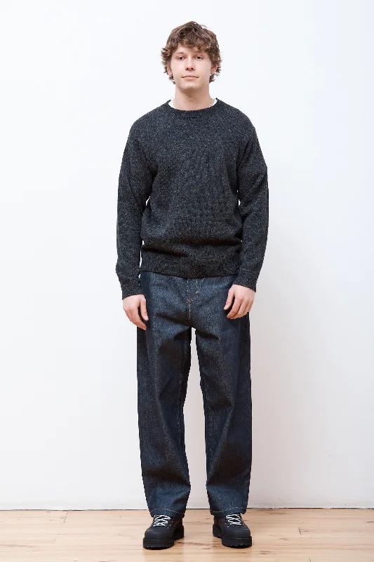 Men's Sweaters with Hidden PocketsShetland Wool Crew Black Heather