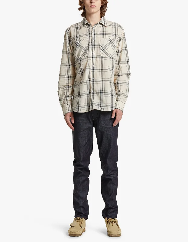 Stylish Men's Cargo PantsL/S Gus Shirt - White Plaid