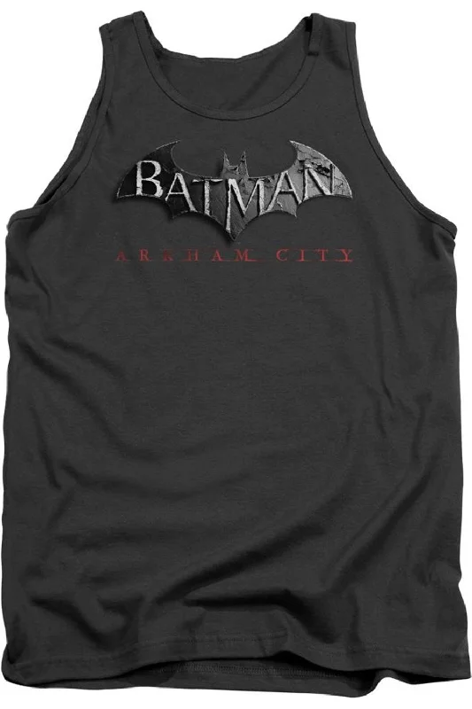 Men's Shirts with Checkered PatternsBatman Arkham City Logo Adult Tank Top